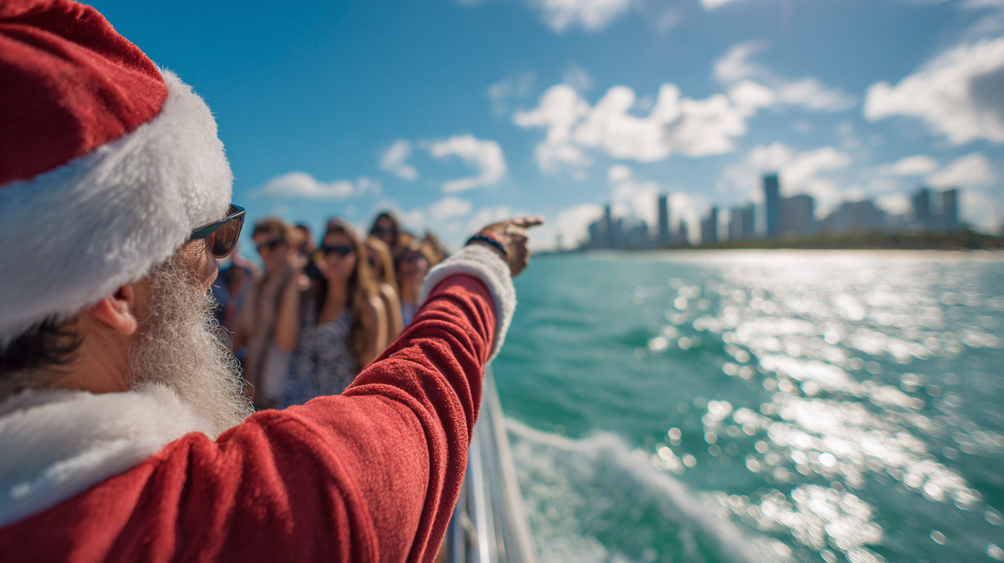 a man points out some interesting highlight during his shore excursion.
